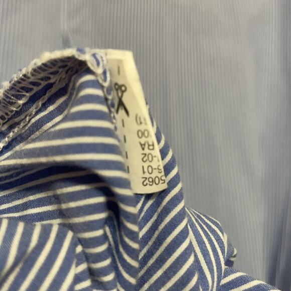 ZARA Woman Blue and White Striped Button Down Blouse with Tassels Size XS - Picture 8 of 8